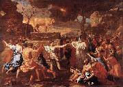 POUSSIN, Nicolas The Adoration of the Golden Calf g Spain oil painting reproduction